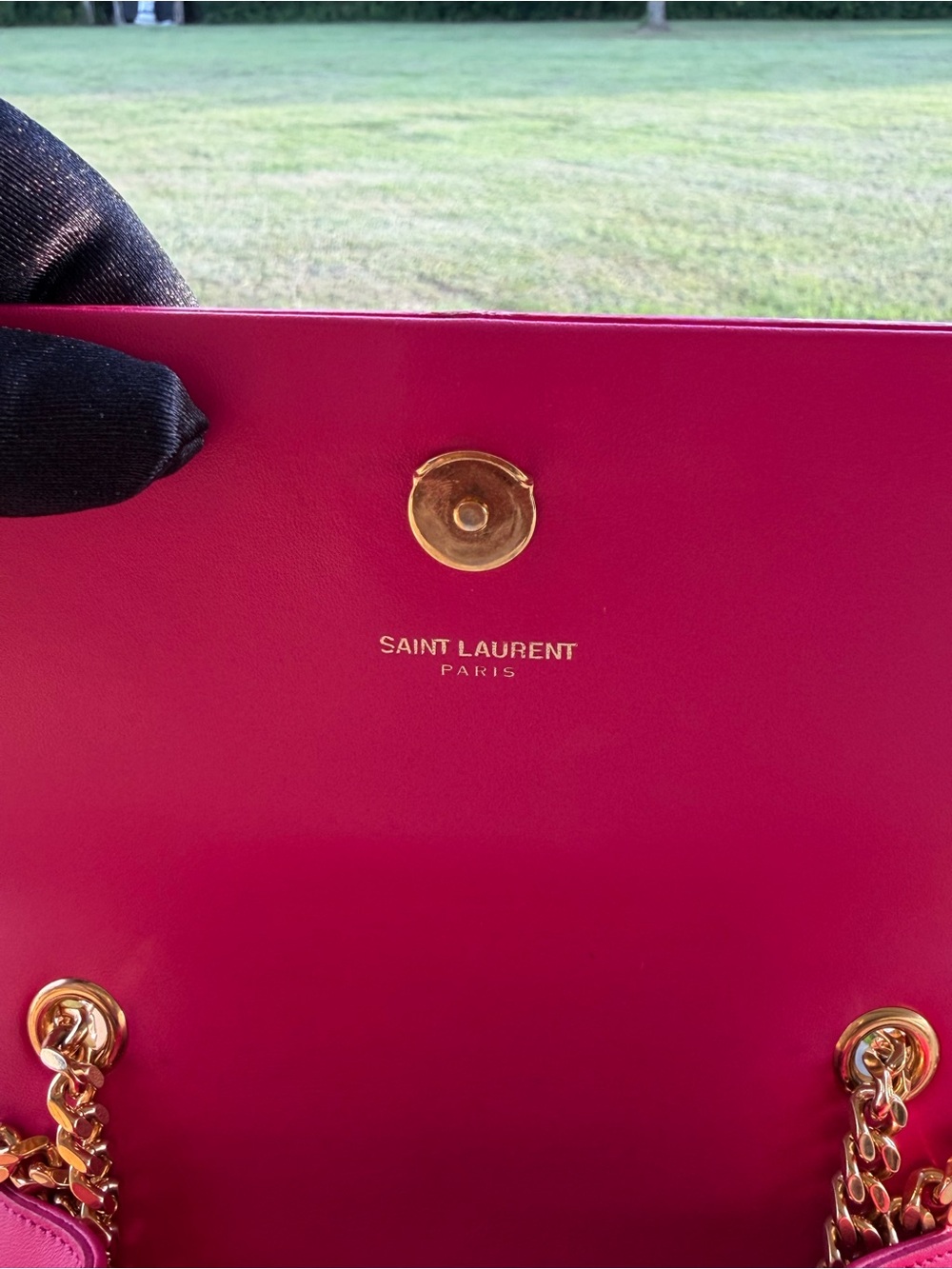Saint Laurent Hot Pink Leather Tassel Chain Wallet with Gold Hardware - Picture 3 of 16